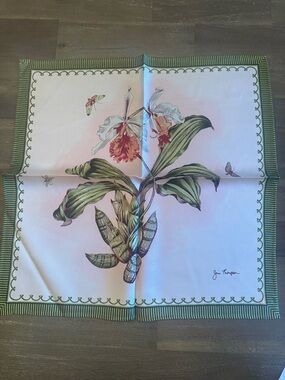 Botanical Orchid Print Scarf in Pink and Green by Jim Thompson